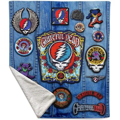 PopMarket - Grateful Dead - Rocksax - Grateful Dead - Battle Vest - Sherpa Fleece Throw (50 in x 60 in) - Multicolor PopMarket - Grateful Dead - Rocksax - Grateful Dead - Battle Vest - Sherpa Fleece Throw (50 in x 60 in) - Multicolor