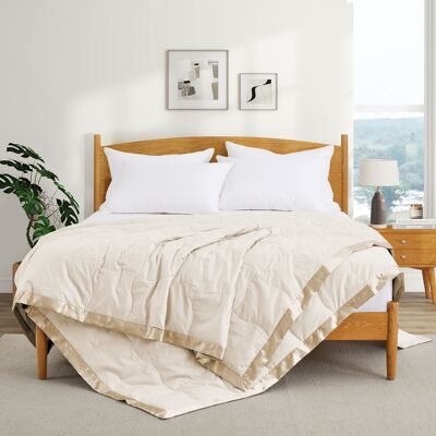 Peace Nest - Ultra-Lightweight Down Blanket with Satin Trim, 90x90 inches - Ivory Peace Nest - Ultra-Lightweight Down Blanket with Satin Trim, 90x90 inches - Ivory