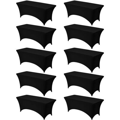 VEVOR - 10 Pack Table Cloth for 6FT Rectangular Fitted Events, Wrinkle-Resistant Stretch Table Covers - Black VEVOR - 10 Pack Table Cloth for 6FT Rectangular Fitted Events, Wrinkle-Resistant Stretch Table Covers - Black