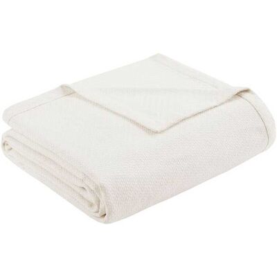 Gracie Mills - Janette Ring Spun Cotton Blanket - Ivory Gracie Mills - Janette Ring Spun Cotton Blanket - Ivory