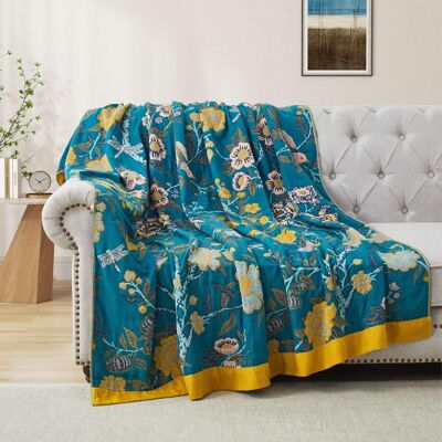 Peace Nest - 100% Cotton Boho Throw Blanket Rustic Home Decor Design, 60x80 inches - Floral Peace Nest - 100% Cotton Boho Throw Blanket Rustic Home Decor Design, 60x80 inches - Floral