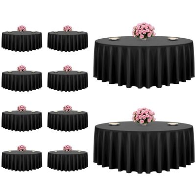 VEVOR - Round Tablecloths 10 Pack, 120 Inches in Diameter, Stain- & Wrinkle- Resistant, Machine Washable Table Clothes - Black VEVOR - Round Tablecloths 10 Pack, 120 Inches in Diameter, Stain- & Wrinkle- Resistant, Machine Washable Table Clothes - Black