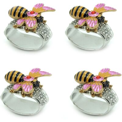 Things2Die4 - Set of 4 Rhinestone Encrusted Metal Bumblebee Napkin Rings - Yellow Things2Die4 - Set of 4 Rhinestone Encrusted Metal Bumblebee Napkin Rings - Yellow