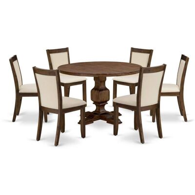 East West Furniture - 7-Piece Dining Set - A Gorgeous Kitchen Table and 6 Attractive Light Beige Linen Fabric Wood Dining - Multi-Color East West Furniture - 7-Piece Dining Set - A Gorgeous Kitchen Table and 6 Attractive Light Beige Linen Fabric Wood Dining - Multi-Color