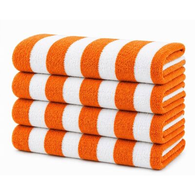Plazatex - Terry Cabana 80% Cotton 20% Polyester Oversized 4 Pack Beach Bath Towel 36" x 66" - Orange Plazatex - Terry Cabana 80% Cotton 20% Polyester Oversized 4 Pack Beach Bath Towel 36" x 66" - Orange