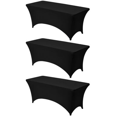 VEVOR - 3 Pack Table Cloth for 6FT Rectangular Fitted Events, Wrinkle-Resistant Stretch Table Covers - Black VEVOR - 3 Pack Table Cloth for 6FT Rectangular Fitted Events, Wrinkle-Resistant Stretch Table Covers - Black