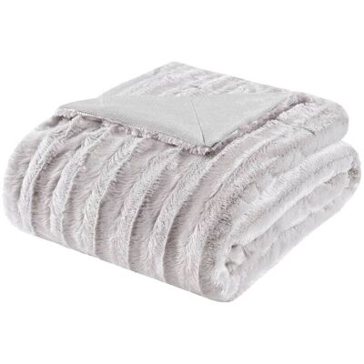 Gracie Mills - Wilfred Long Faux Fur Throw Blanket - Gray Gracie Mills - Wilfred Long Faux Fur Throw Blanket - Gray