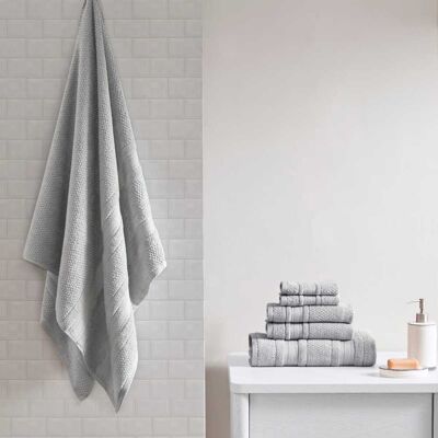 MOOSOO - Super Soft Cotton 6 Piece Towel Set, 2 Bath Towels 2 Hand Towel 2 Washcloths, 600 GSM 100% Cotton Towels for Bathroom - Silver MOOSOO - Super Soft Cotton 6 Piece Towel Set, 2 Bath Towels 2 Hand Towel 2 Washcloths, 600 GSM 100% Cotton Towels for Bathroom - Silver