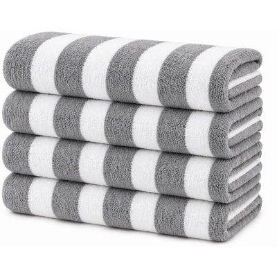 Plazatex - Terry Cabana 80% Cotton 20% Polyester Oversized 4 Pack Beach Bath Towel 36" x 66" Grey - Gray Plazatex - Terry Cabana 80% Cotton 20% Polyester Oversized 4 Pack Beach Bath Towel 36" x 66" Grey - Gray