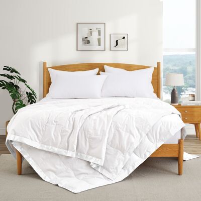 Peace Nest - Ultra-Lightweight Down Blanket with Satin Trim, 90x90 inches - White Peace Nest - Ultra-Lightweight Down Blanket with Satin Trim, 90x90 inches - White