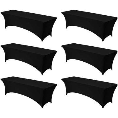VEVOR - 6 Pack Table Cloth for 8FT Rectangular Fitted Events, Wrinkle-Resistant Stretch Table Covers - Black VEVOR - 6 Pack Table Cloth for 8FT Rectangular Fitted Events, Wrinkle-Resistant Stretch Table Covers - Black