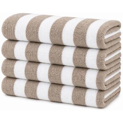 Plazatex - Terry Cabana 80% Cotton 20% Polyester Oversized 4 Pack Beach Bath Towel 36" x 66" - Taupe Plazatex - Terry Cabana 80% Cotton 20% Polyester Oversized 4 Pack Beach Bath Towel 36" x 66" - Taupe