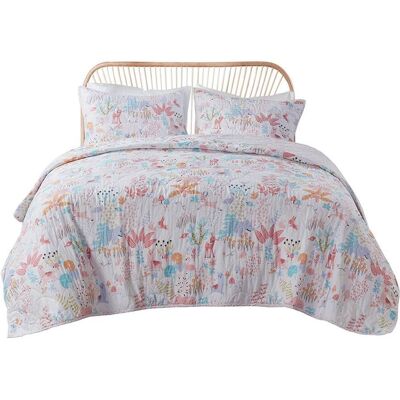 Gracie Mills - Illyria Animals Reversible Cotton Quilt Set - Blush Gracie Mills - Illyria Animals Reversible Cotton Quilt Set - Blush