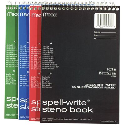 Mead - 6 in. W X 9 in. L Wide Ruled Spiral Assorted Steno Book Mead - 6 in. W X 9 in. L Wide Ruled Spiral Assorted Steno Book