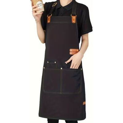 Kitcheniva - Premium Canvas Apron, For Cooking, Working, Arts & Crafts - Black Kitcheniva - Premium Canvas Apron, For Cooking, Working, Arts & Crafts - Black