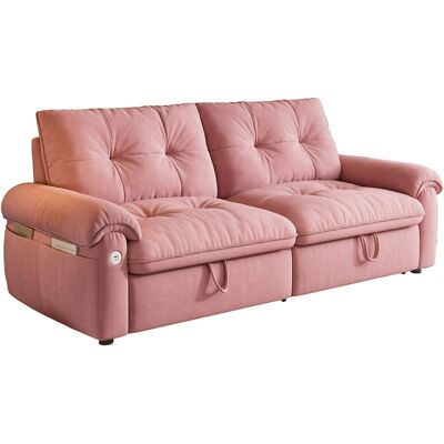 Boyel Living - 77in 2 in 1 Convertible Sofa Bed Cloud Like Velvet Fabric Steel Frame 600 lbs Load Capacity Small Space Pink - Pink Boyel Living - 77in 2 in 1 Convertible Sofa Bed Cloud Like Velvet Fabric Steel Frame 600 lbs Load Capacity Small Space Pink - Pink