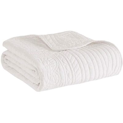 Gracie Mills - Salvatore Oversized Stitched Scalloped Edges Throw Blanket - White Gracie Mills - Salvatore Oversized Stitched Scalloped Edges Throw Blanket - White