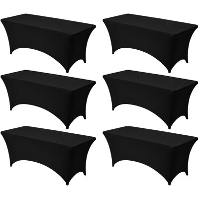 VEVOR - 6 Pack Table Cloth for 6FT Rectangular Fitted Events, Wrinkle-Resistant Stretch Table Covers - Black VEVOR - 6 Pack Table Cloth for 6FT Rectangular Fitted Events, Wrinkle-Resistant Stretch Table Covers - Black