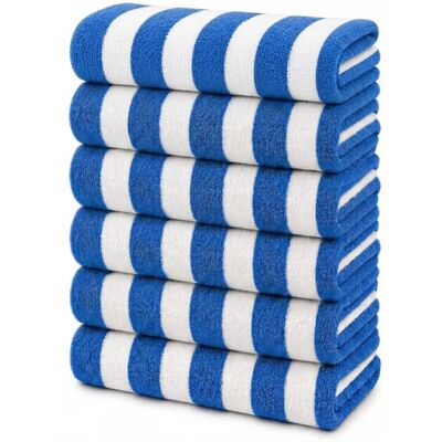 Plazatex - Terry Cabana 80% Cotton 20% Polyester Oversized 6 Pack Beach Bath Towel 36" x 66" - Blue Plazatex - Terry Cabana 80% Cotton 20% Polyester Oversized 6 Pack Beach Bath Towel 36" x 66" - Blue