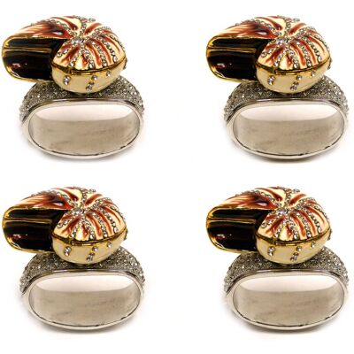 Things2Die4 - Set of 4 Rhinestone Encrusted Metal Nautilus Shell Napkin Rings - Multicolored Things2Die4 - Set of 4 Rhinestone Encrusted Metal Nautilus Shell Napkin Rings - Multicolored