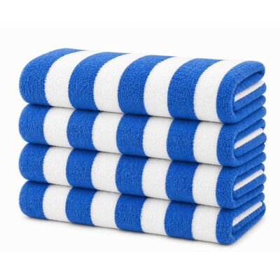 Plazatex - Terry Cabana 80% Cotton 20% Polyester Oversized 4 Pack Beach Bath Towel 36" x 66" - Blue Plazatex - Terry Cabana 80% Cotton 20% Polyester Oversized 4 Pack Beach Bath Towel 36" x 66" - Blue
