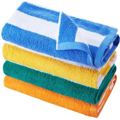 VEVOR - Beach Towel, 4 Pack Oversized Beach Towels, 30 x 60 in Cabana Striped Large Pool Towel - Multiple colors VEVOR - Beach Towel, 4 Pack Oversized Beach Towels, 30 x 60 in Cabana Striped Large Pool Towel - Multiple colors