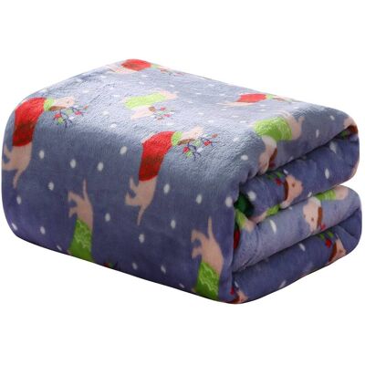 Noble House - Plazatex Holiday Dogs In Sweaters Design Micro Plush Throw Blanket - 50x60", Multicolor - Multi Noble House - Plazatex Holiday Dogs In Sweaters Design Micro Plush Throw Blanket - 50x60", Multicolor - Multi