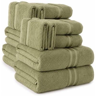 Plazatex - 100% Premium Cotton Textured Border Ultra Soft Absorbent 12 Piece Bathroom Towel Set - Safari Plazatex - 100% Premium Cotton Textured Border Ultra Soft Absorbent 12 Piece Bathroom Towel Set - Safari