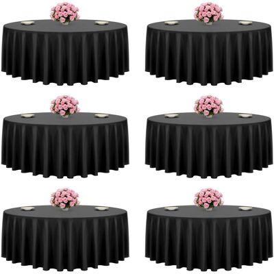 VEVOR - Round Tablecloths 6 Pack, 120 Inches in Diameter, Stain- & Wrinkle- Resistant, Machine Washable Table Clothes - Black VEVOR - Round Tablecloths 6 Pack, 120 Inches in Diameter, Stain- & Wrinkle- Resistant, Machine Washable Table Clothes - Black