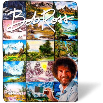 Surreal Entertainment - Bob Ross Oversized Fleece Sherpa Throw Blanket 54 x 72 Inches - Green Surreal Entertainment - Bob Ross Oversized Fleece Sherpa Throw Blanket 54 x 72 Inches - Green