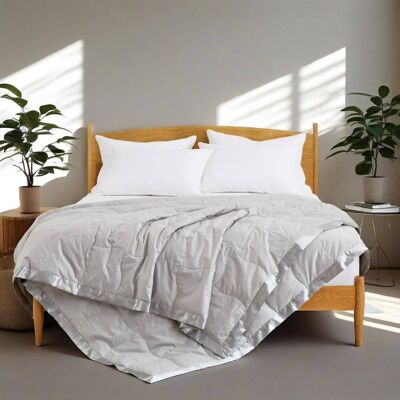 Peace Nest - Ultra-Lightweight Down Blanket with Satin Trim, 90x108 inches - Gray Peace Nest - Ultra-Lightweight Down Blanket with Satin Trim, 90x108 inches - Gray