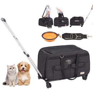 VEVOR - Cat Carrier with Wheels, Rolling Pet Carrier with Telescopic Handle and Shoulder Strap - Black VEVOR - Cat Carrier with Wheels, Rolling Pet Carrier with Telescopic Handle and Shoulder Strap - Black