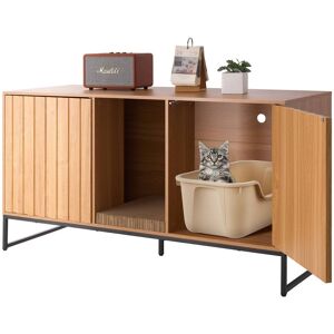 VEVOR - Cat Litter Box Enclosure Furniture, 47.2in Hidden Litter Box Cabinet with Scratch Pad & Storage, Waterproof Cat Washroom - Natural wood color VEVOR - Cat Litter Box Enclosure Furniture, 47.2in Hidden Litter Box Cabinet with Scratch Pad & Storage, Waterproof Cat Washroom - Natural wood color