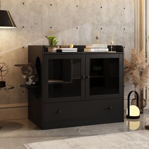 Famapy - Luxury Black Cat Cabinet with Hidden Litter Box, Climbing Shelves & Storage – Modern Multi-Functional Cat Furniture Famapy - Luxury Black Cat Cabinet with Hidden Litter Box, Climbing Shelves & Storage – Modern Multi-Functional Cat Furniture