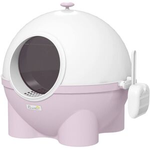 Pawhut - Hooded Cat Litter Box, Large Kitty Litter Pan with Lid, Scoop, Leaking Sand Pedal, Top Handle - Pink Pawhut - Hooded Cat Litter Box, Large Kitty Litter Pan with Lid, Scoop, Leaking Sand Pedal, Top Handle - Pink
