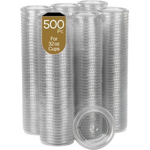 Eco Harmony Products - Cold Cup, Flat Lid for 32oz Cup (PET), 107mm, 500-Pack - Clear Eco Harmony Products - Cold Cup, Flat Lid for 32oz Cup (PET), 107mm, 500-Pack - Clear