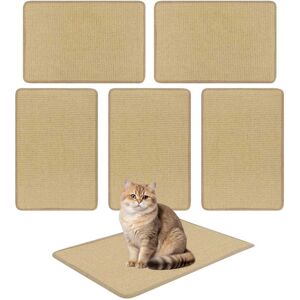 Gymax - 6PCS Cat Scratcher Mat Set 24'' x 16'' Sisal Pads w/ Adhesive Hook Loop Tapes - Yellow Gymax - 6PCS Cat Scratcher Mat Set 24'' x 16'' Sisal Pads w/ Adhesive Hook Loop Tapes - Yellow