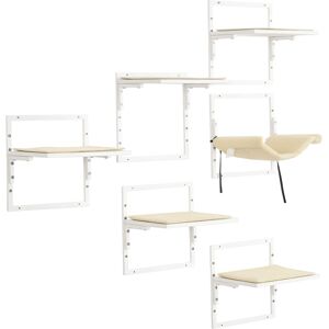 Pawhut - Cat Shelves for Indoor Cats, 6Pc Modern Cat Wall Furniture with Adjustable Height Jumping Platforms & Hammock - Cream White Pawhut - Cat Shelves for Indoor Cats, 6Pc Modern Cat Wall Furniture with Adjustable Height Jumping Platforms & Hammock - Cream White