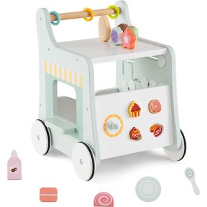 Costway - Wooden Baby Walker Ice Cream Cart Toy with Sweet Accessories & Smooth Wheels - Green Costway - Wooden Baby Walker Ice Cream Cart Toy with Sweet Accessories & Smooth Wheels - Green