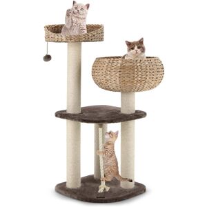 Costway - 41" Hand-Made Cat Tree Tower Natural Bowl Shaped w/ 2 Perch - Beige,Coffee Costway - 41" Hand-Made Cat Tree Tower Natural Bowl Shaped w/ 2 Perch - Beige,Coffee