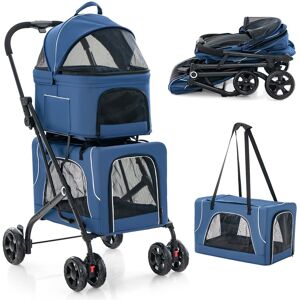 Costway - Double Pet Stroller for 2 Dogs or Cats w/ 2 Detachable Carriers Safety Belt Costway - Double Pet Stroller for 2 Dogs or Cats w/ 2 Detachable Carriers Safety Belt
