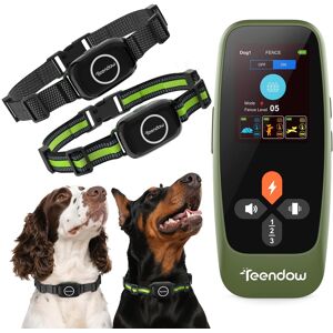 Teendow - T800 Pro Wireless Dog Fence for 2 Dogs, Zero Delay Response, 3-in-1 Collar w/ Training & Bark Control - Green Teendow - T800 Pro Wireless Dog Fence for 2 Dogs, Zero Delay Response, 3-in-1 Collar w/ Training & Bark Control - Green