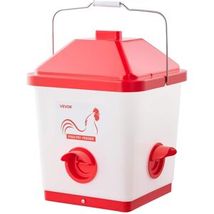 VEVOR - Automatic Chicken Feeder, 40 Pounds Capacity, Large Gravity Hanging Poultry Feeder Dispenser, No Waste Rainproof Design - White + Red VEVOR - Automatic Chicken Feeder, 40 Pounds Capacity, Large Gravity Hanging Poultry Feeder Dispenser, No Waste Rainproof Design - White + Red