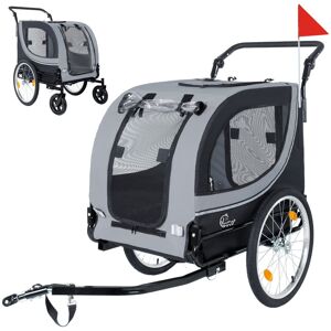 JUJABU - 2-in-1 Foldable Pet Carrier Cart for Dogs up to 100lbs with Breathable Mesh and PVC Rain Cover, Gray JUJABU - 2-in-1 Foldable Pet Carrier Cart for Dogs up to 100lbs with Breathable Mesh and PVC Rain Cover, Gray