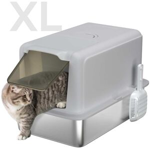 Pawhut - Stainless Steel Cat Litter Box, Extra Large 2 in 1 Metal Kitty Litter Pan w/Removable Lid, Scoop, Filter Bags - Gray Pawhut - Stainless Steel Cat Litter Box, Extra Large 2 in 1 Metal Kitty Litter Pan w/Removable Lid, Scoop, Filter Bags - Gray