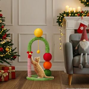 Winado - 29in Christmas Cat Tree Tower with Sisal Scratcher Balls, Scratching Post, Candy Cane Pole, Dangling Ball Toy for Indoor - Multicolor Winado - 29in Christmas Cat Tree Tower with Sisal Scratcher Balls, Scratching Post, Candy Cane Pole, Dangling Ball Toy for Indoor - Multicolor