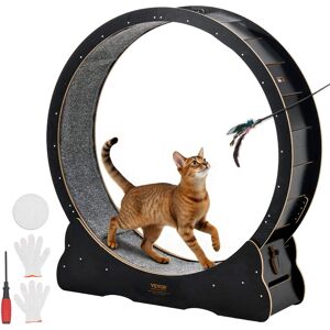 VEVOR - Cat Exercise Wheel, 48 in Wooden Cat Running Wheel for Indoor Cats up to 28 lbs, Cats Treadmill with Carpeted Runway - Black VEVOR - Cat Exercise Wheel, 48 in Wooden Cat Running Wheel for Indoor Cats up to 28 lbs, Cats Treadmill with Carpeted Runway - Black