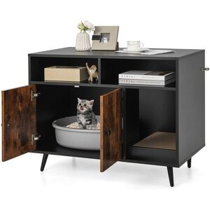 Gymax - Cat Litter Box Enclosure w/ Scratching Pad End Table Nightstand Hidden Washroom - Black,Rustic Brown Gymax - Cat Litter Box Enclosure w/ Scratching Pad End Table Nightstand Hidden Washroom - Black,Rustic Brown