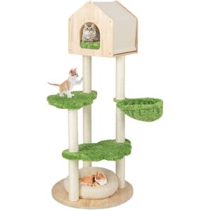 Gymax - Wooden Cat Tree 55'' Tall Cat Climbing Stand w/ Sisal Scratching Posts Green Gymax - Wooden Cat Tree 55'' Tall Cat Climbing Stand w/ Sisal Scratching Posts Green