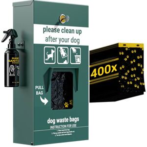 Emma + Oliver - Mountable Locking Pull Out Pet Waste Bag Dispenser with Hand Sanitizer Bottle - Green Emma + Oliver - Mountable Locking Pull Out Pet Waste Bag Dispenser with Hand Sanitizer Bottle - Green